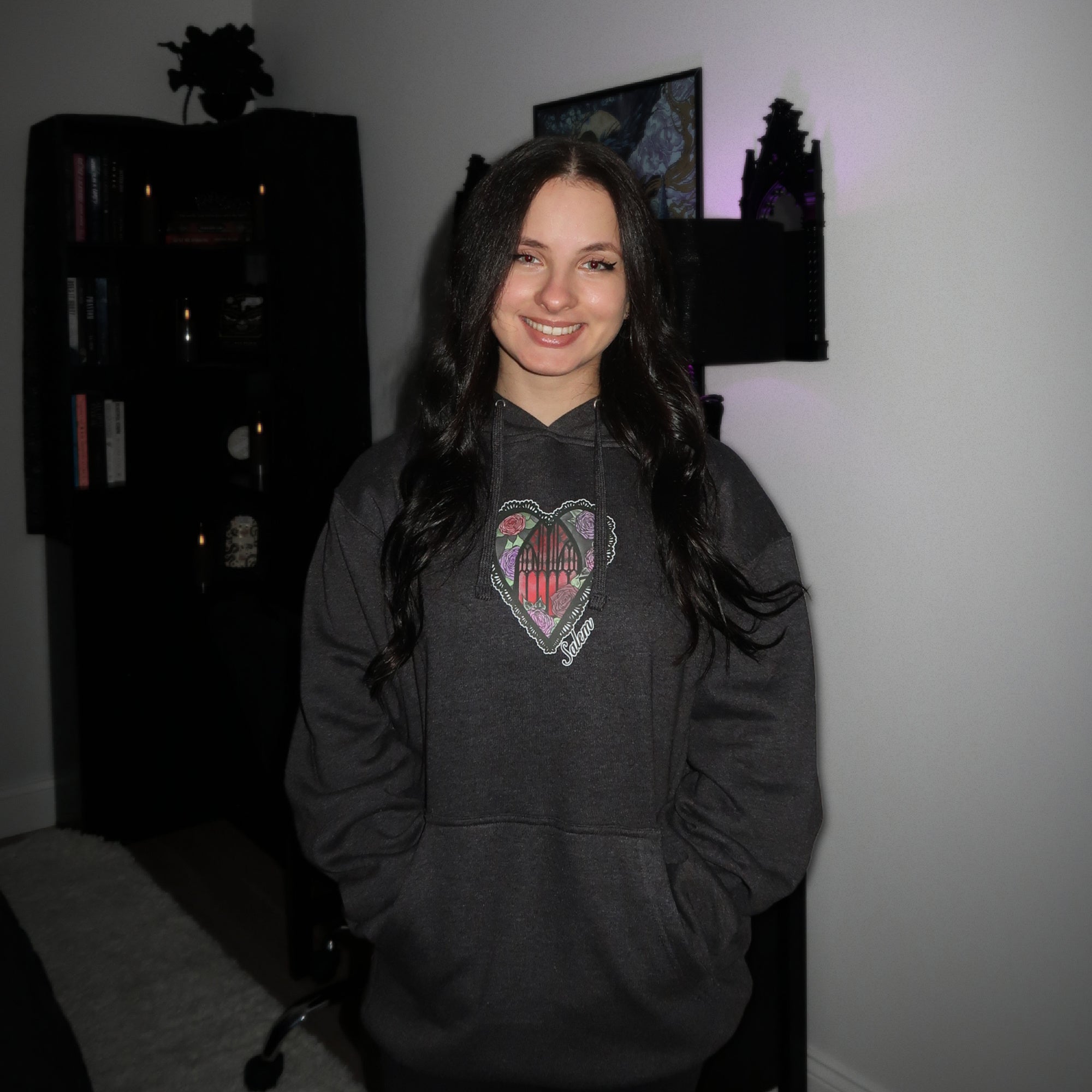 Grey Salem Heart Hoodie